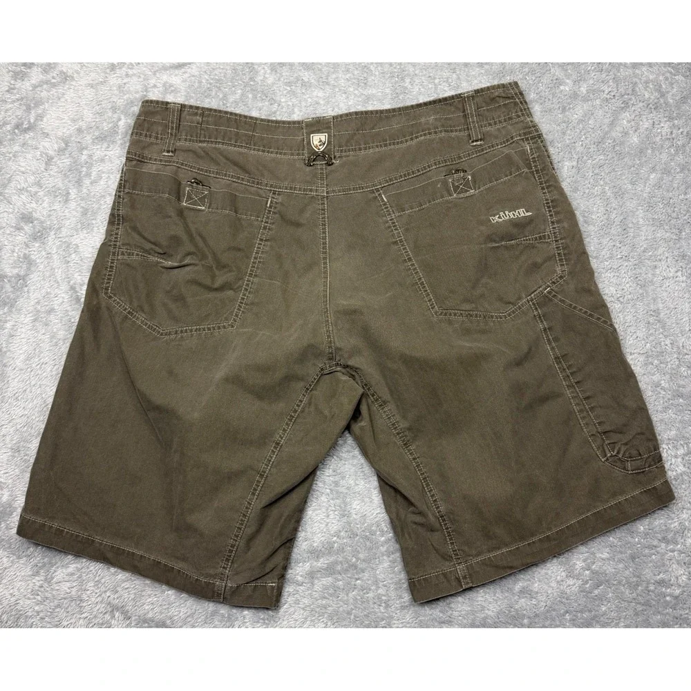 Kuhl Ramblr Shorts Mens 36x10 Green Beige Vintage Patina Dye Outdoors Hiking